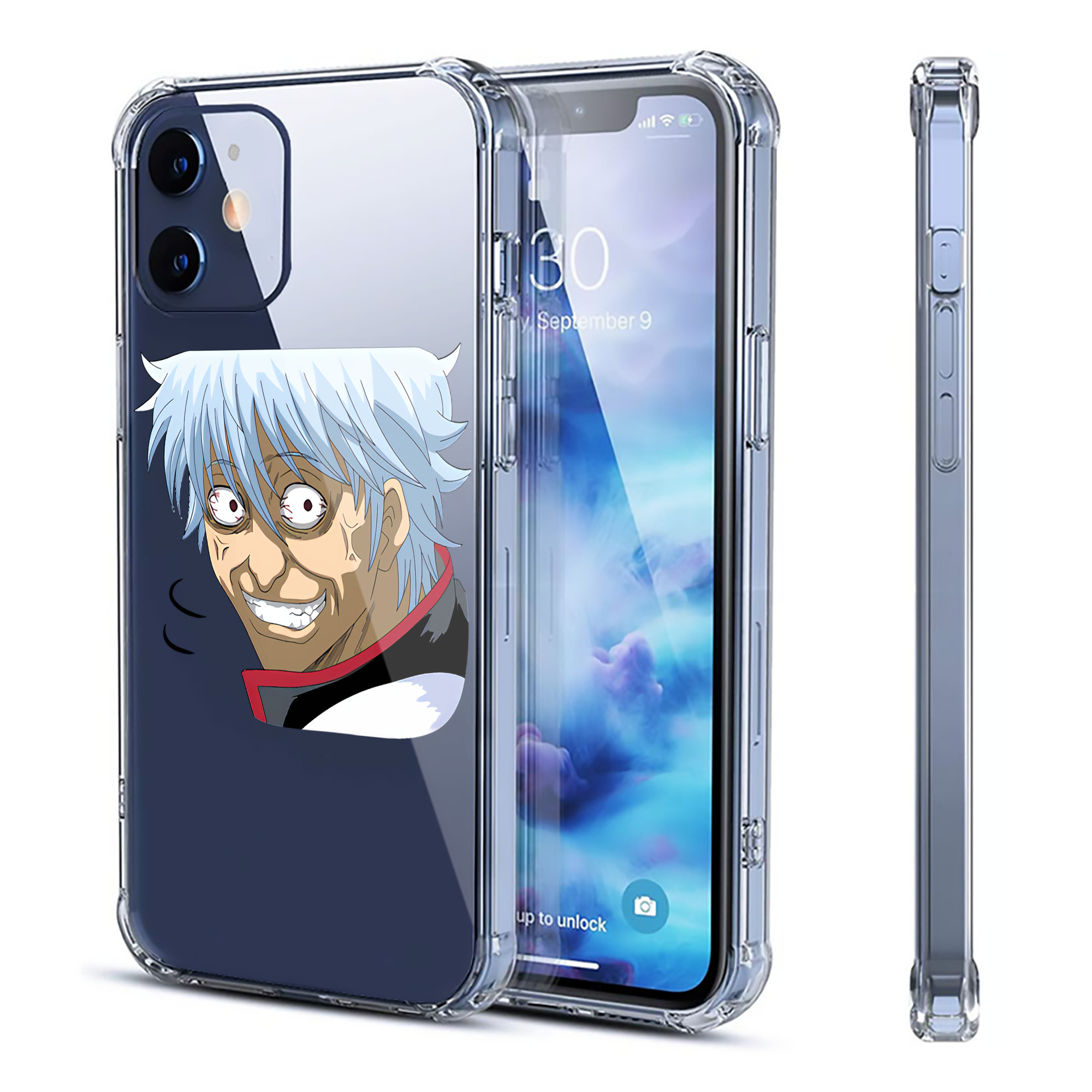 （画像用） ぎんたま 坂田銀時（さかたぎんとき） 神楽 志村新八（しむら しんぱち） GINTAMA Sakata Gintoki Kagura Shimura Shinpachi 【iPhone 12シリーズ対応】透明スマホケース（クリアソフトケース）